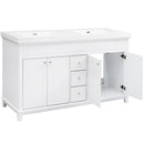Bathroom Vanity With Double Sinks, 3 Drawers & 4 Doors - White by HouseOfZazla