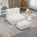 Modern Indoor Fluffy Bean Bag Chair With Memory Foam And Ottoman, Super Soft by HouseOfZazla