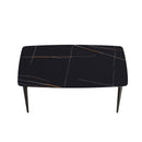 63" Artificial Stone Black Curved Black Metal Leg Dining Table, 6 People - Black by HouseOfZazla