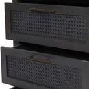Newell Cane 3 Drawer Dresser - Dark Gray