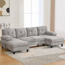 U-Shaped Sectional Sofa 103.5" Fabric Couch With Dual Chaise Lounges, Storage Pockets, Armrest Pillows by Unique Piece Furniture