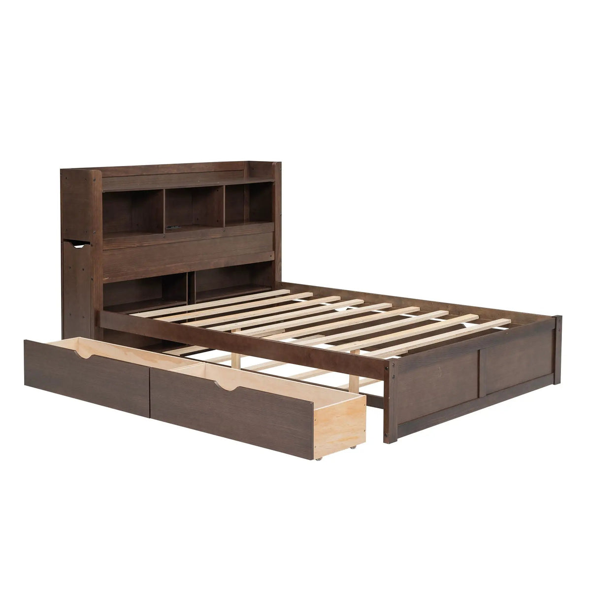 Storage Platform Bed With Pull Out Shelves, Trundle, And 2 Drawers, photo 2 of 14