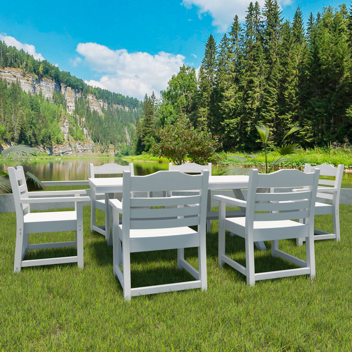 Patio Dining Chair with Armset Set of 2, Pure, photo 3 of 10