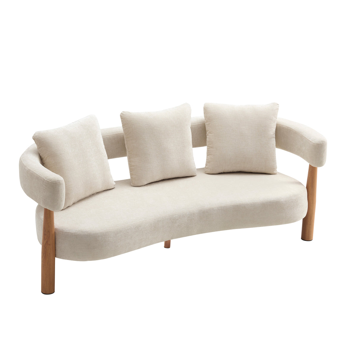 Luxe 76.5 in. Curved 3 Seater Modern Upholstered Chenille Sofa, photo 3 of 4