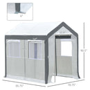 8' x 6' x 7' Walk-In Greenhouse, Outdoor Garden Warm Hot House with 4 Roll-up Windows, 2 Zippered Doors and Weather Cover, White
