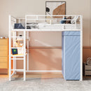 Loft Bed With Desk, Shelves, Power Outlet, LED Light And Wardrobe by Unique Piece Furniture
