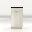 Tilt Out Trash Can Cabinet With Wave Textured Drawer & Pull Out Bin