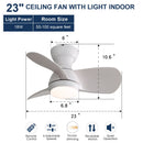 23" Bedroom Ceiling Fan With 3 Color Dimmable 3 ABS Blades Remote Control Dc Motor With 18W Led Light by Unique Piece Furniture