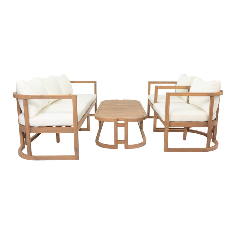 TOPMAX 4-Piece Modern Acacia Wood Sofa Set, photo 8 of 9