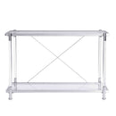 43.31" Chrome Glass Sofa Table, Acrylic Side Table, Console Table for Living Room& Bedroom