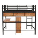 Full Size & Loft Bed With L-Shaped Desk And Shelves - Black by HouseOfZazla
