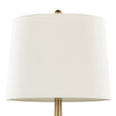 Pebble 29" Contemporary Metal Table Lamp Set in Gold with White Linen Shades - Set of 2