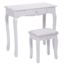 Vanity Table Set with Cushioned Stool with 360¬∞ Rotating Oval Mirror and Three Drawers-White by LJGDeals
