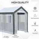 8' x 6' x 7' Walk-In Greenhouse, Outdoor Garden Warm Hot House with 4 Roll-up Windows, 2 Zippered Doors and Weather Cover, White