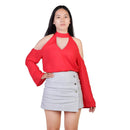 Off-the-Shoulder Blouse with V-Neck and Long Sleeves by LJGDeals