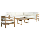 Outdoor Acacia Wood 6-Seater Sectional Sofa Set