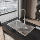Stainless Steel Kitchen Sink, 30″x19″ Single Bowl, Overmount, Brushed Nickel by HouseOfZazla