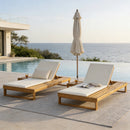 Teak Finish Acacia Wood Chaise Lounge with 1.57-Inch Cushion by HouseOfZazla