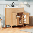 Bathroom Vanity With Sink, Adjustable Shelf & Door Organizers - Walnut by HouseOfZazla