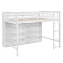 Loft Bed With 8 Open Storage Shelves And Built In Ladder