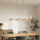 Willow - 8 Lights Island With Clear Ribbed Pendant Lamp Satin - Antique Brass / Clear / Gold by HouseOfZazla