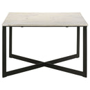 Volz - Square Coffee Table With Crisscross Base - White Marble by HouseOfZazla