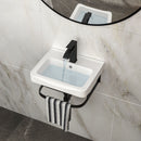 Wall Mounted Bathroom Sink With Towel Bar & Overflow - White / Black by HouseOfZazla