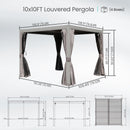 10x10 FT Outdoor Louvered Pergola with Adjustable Louvers
