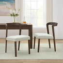 Solid Rubber Wood Dining Chairs (Walnut + Beige) Set of 2 by HouseOfZazla