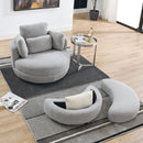 39" W Oversized Swivel Chair with moon storage ottoman for Living Room, Modern Accent Round Loveseat Circle Swivel Barrel Chairs for Bedroom Cuddle Sofa Chair Lounger Armchair, 4 Pillows, Teddy Fabric