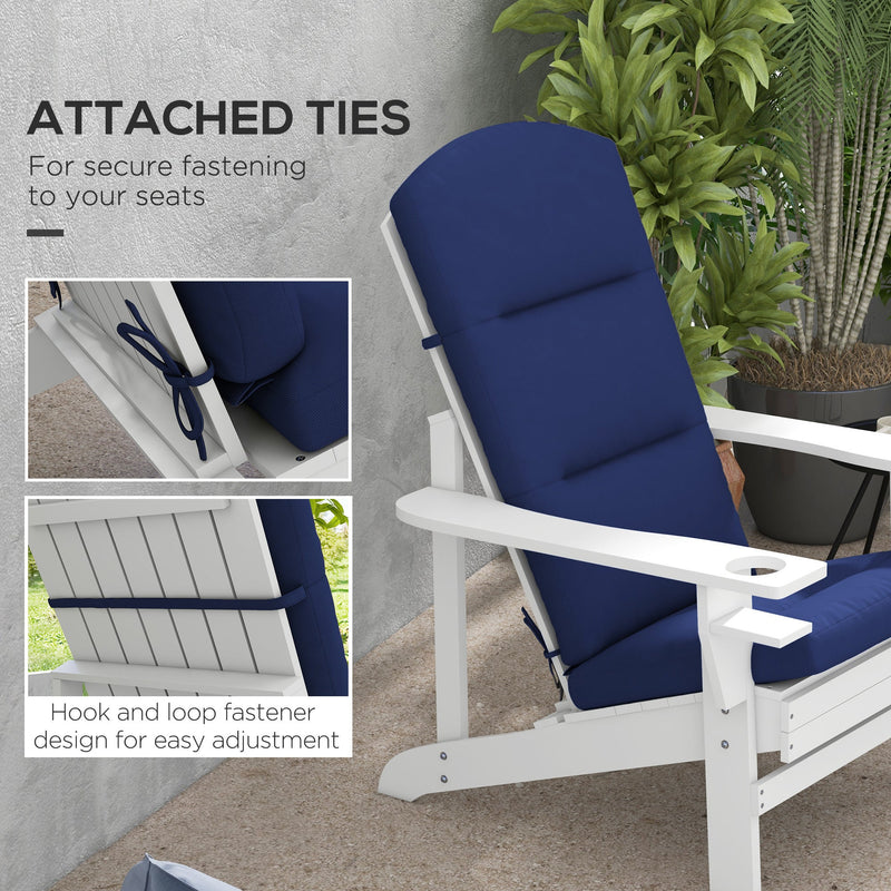 2 Piece Adirondack Chair Cushions, 59 x 20.5 x 2 inch Outdoor Chair Cushions for Fire Pit Chairs with Seat, Back, Ties, Water Repellent Replacement Patio Seat Pads, Blue