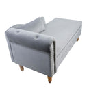 Chaise Lounge Indoor, Lounge Chair For Bedroom With Storage & Pillow, Modern Upholstered Rolled Arm Chase Lounge For Sleeping With Nailhead Trim For Living Room Bedroom Office by HouseOfZazla
