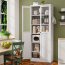 Tall Metal Kitchen Pantry Cabinet With Adjustable Shelves And Silent Magnetic Doors - White by HouseOfZazla
