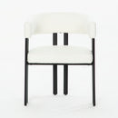 Modern Dining Upholstered Barrel Chair With Curved Back And Armrests by HouseOfZazla
