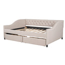 Upholstered Daybed With Two Drawers, Wood Slat Support by HouseOfZazla