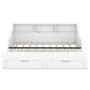 Daybed Frame With Storage Bookcases, 2 Drawers, Charging Station