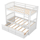 Bunk Bed With Trundle And Drawers, Arched Headboard And Footboard by HouseOfZazla