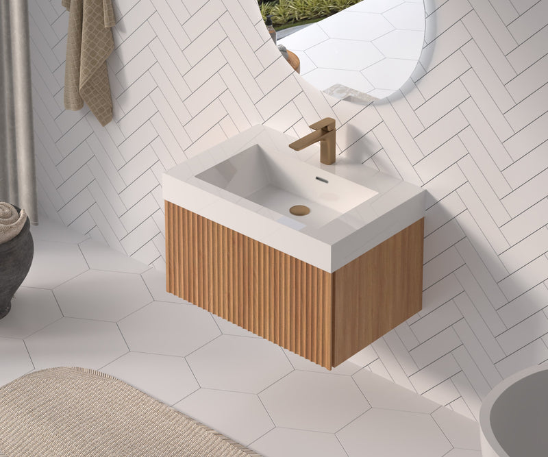 30" Bathroom Vanity with Sink - Wall Mounted Floating Cabinet, photo 3 of 10
