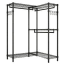 L-Shaped Garment Rack with Adjustable Shelves & 3 Hanging Rods