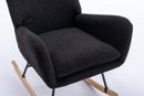 35.5 inch Rocking Chair, Soft Teddy Velvet Fabric Rocking Chair for Nursery, Comfy Wingback Glider Rocker with Safe Solid Wood Base for Living Room Bedroom Balcony (dark grey)