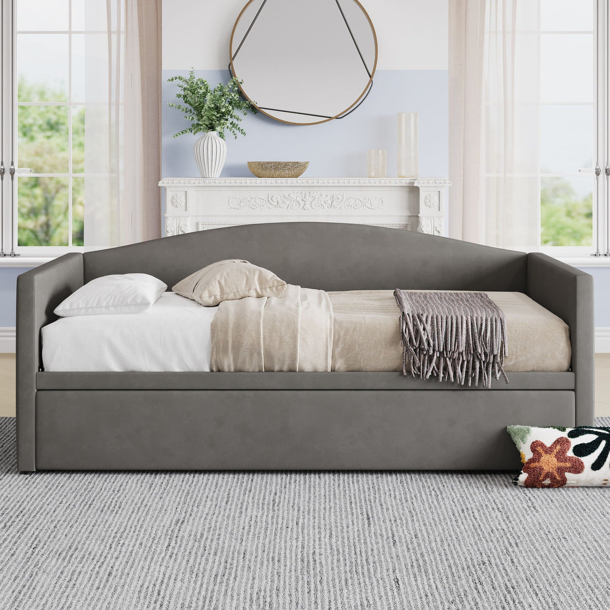 Daybed With Pop Up Trundle, Upholstered Sofa Bed, photo 13 of 21