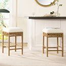 Lucia - Backless Upholstered Counter Stool With Frame - Ivory White by HouseOfZazla