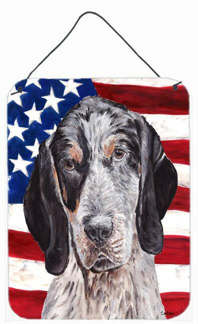 Blue Tick Coonhound with American Flag USA Wall or Door Hanging Prints SC9625DS1216