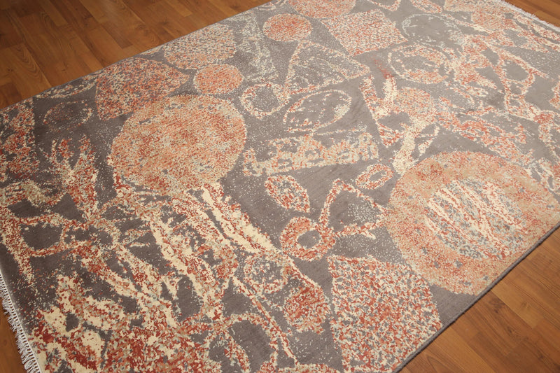 6x9 Gray Hand knotted 100% Wool Persian Oriental Area Rug