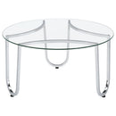 Beller Round Tempered Glass Top Cocktail Coffee Table Chrome