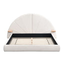 Queen Arched Bed With Small Table, Floor Standing Design - Beige by HouseOfZazla