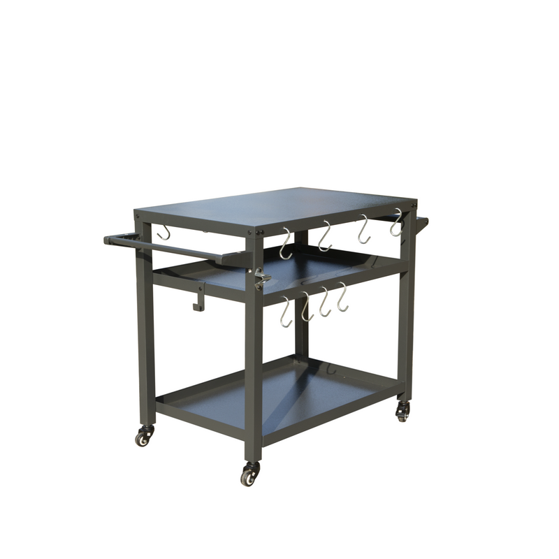 3-Shelf Outdoor Grill Table with Wheels
