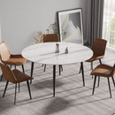 Modern Man-Made Stone Round Metal Dining Table-Position For 6 People by Unique Piece Furniture