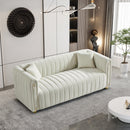 79.92" Modern Vertical Channel Tufted Velvet Sofa,Comfortable Sofa for Living Room-White