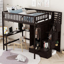 Loft Bed With Bookshelf, Drawers, Desk, And Wardrobe